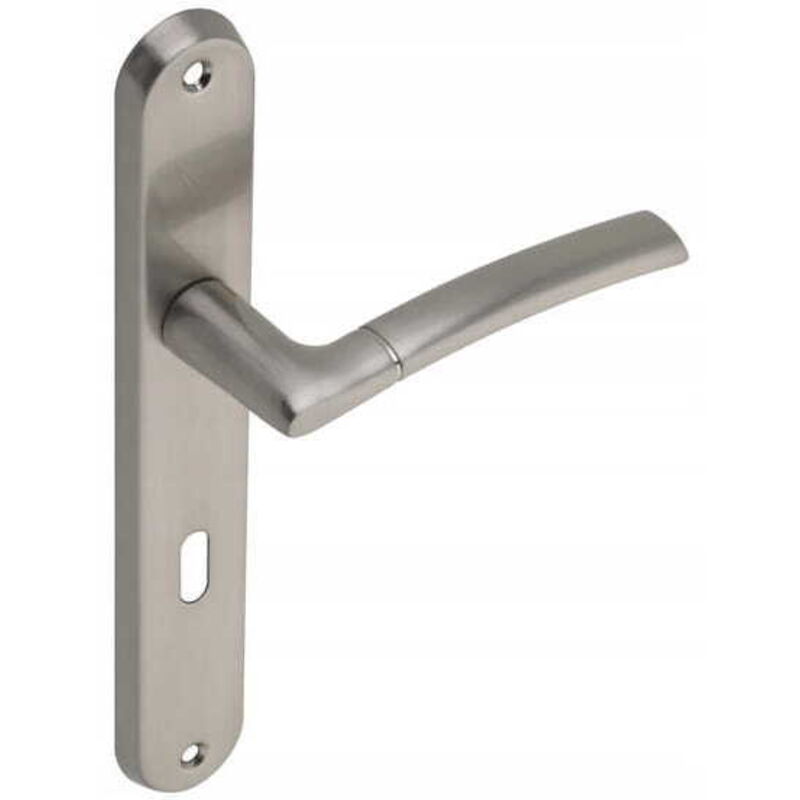 Manija de puerta interior, placa de llave larga, níquel cepillado