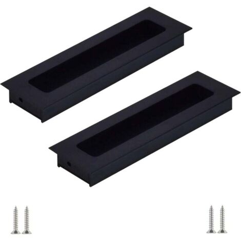 Manija de puerta invisible KZQ de 2 piezas, manijas empotradas para puertas correderas, manija empotrada de aleación de aluminio negro, para puertas de balcón, puertas correderas, cajones
