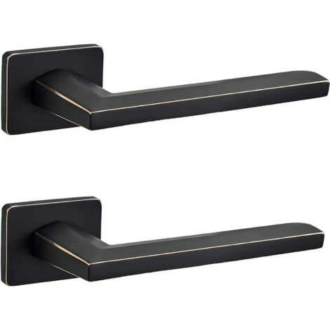 Manija de puerta Libia II con placa rectangular negra y dorada moderna