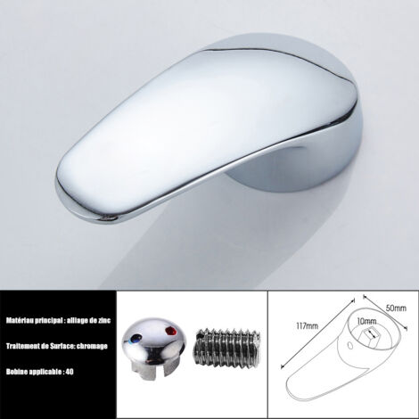Manija de repuesto única para grifo con tornillos, manijas para agua caliente y fría para grifos de cocina y baño / Aplicable a núcleo de válvula de 40 mm, 10 x 10 mm