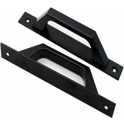 manija del cajón, manija corrediza del granero de la aleación de aluminio, 2PCS negro