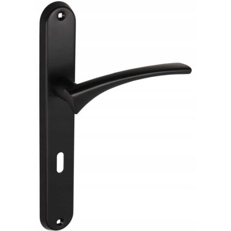 Manija interior de puerta, placa larga para llave, negro mate
