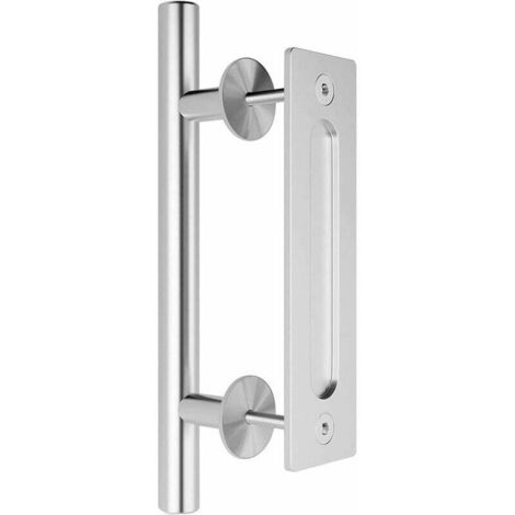 Manija invisible de acero inoxidable de doble cara para puerta corrediza de madera de 12 pulgadas