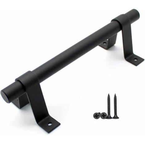 Manijas de puerta de granero vintage de acero al carbono para puertas corredizas con tornillos negros