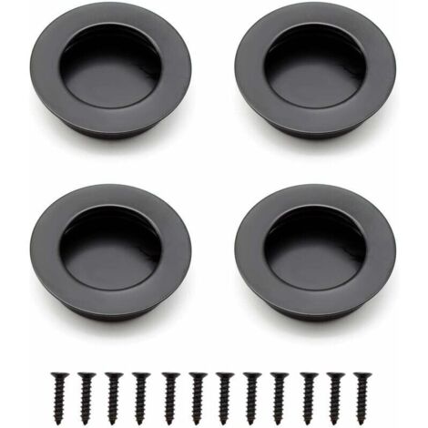 Manijas empotradas redondas de pieza, manijas para puertas correderas de acero inoxidable de 40 mm, manijas para muebles negras que se pueden utilizar para cajones, armarios y muebles individuales