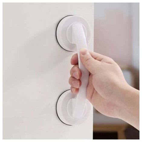 Manijas grandes para puertas y ventanas de vidrio, puertas corredizas para baño, manijas para gabinetes, manijas sin taladro, barras de apoyo para ducha (blancas)