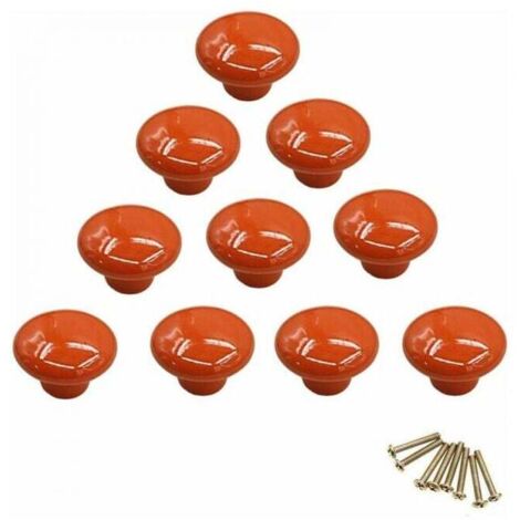 Manijas - Pomos redondos de porcelana naranja, pomos para muebles, pomos para cajones, tiradores de cerámica, renovación de decoración de interiores, cajones vintage, armarios