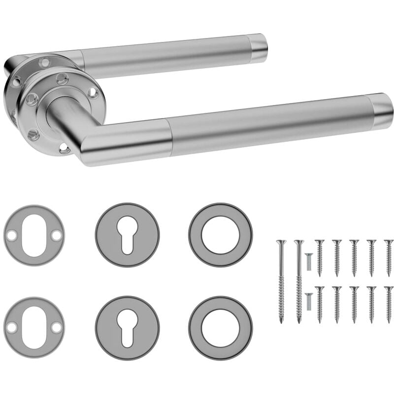 

Manilla de puerta con perfil cilindro PZ acero inoxidable - Plateado