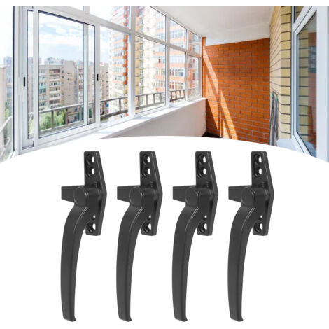 Manilla de seguridad de aluminio para ventanas oscilobatientes, pulsador plano – juego de 4 piezas, negro, derecha