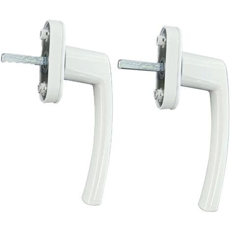 Manilla de ventana de aluminio blanco: un accesorio seguro y elegante para puertas y ventanas con un eje de 35 mm de longitud. Se adapta a la mayoría de las ventanas estándar. (Blanco, 2 unidades)