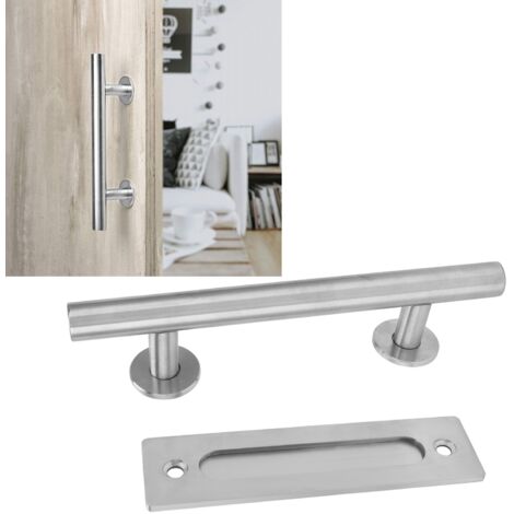 [Manilla para puerta de granero] Manilla doble de acero inoxidable para puertas de garaje y cobertizo: manija ergonómica de doble cara.
