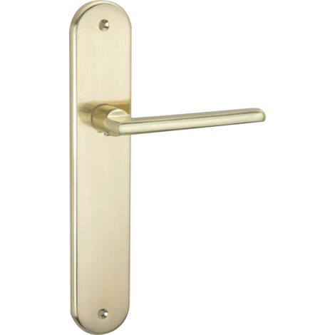 Manilla placa ovalada aluminio dorado satinado interior/exterior 250mm