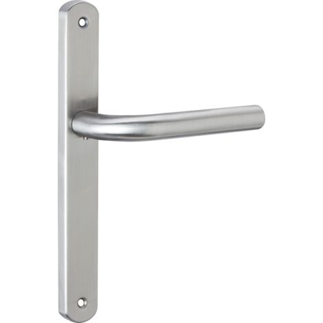 Manilla puerta acero inox placa estrecha ovalada 403