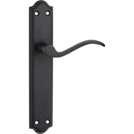 Manilla puerta aluminio con placa forja negro 1101 ovalada curva