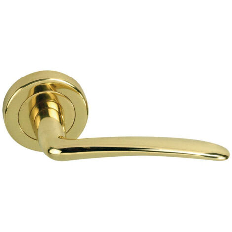 Manilla puerta aluminio latonado brillo roseta redonda 52mm modelo 661