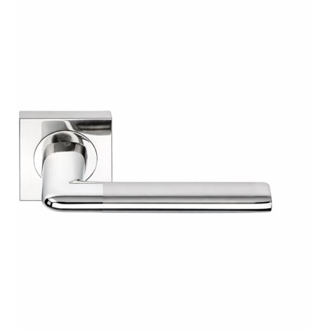Manilla puerta interior aluminio níquel combinado roseta cuadrada 52mm