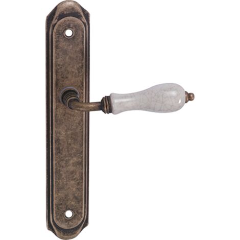 Manilla puerta interior rústica Zamak cuero envejecido placa ovalada 260mm