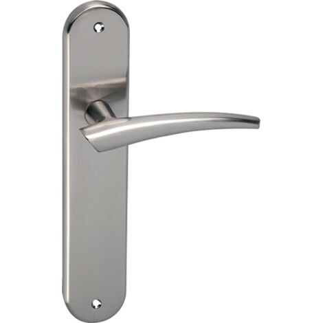 Manilla puerta interior Zamak níquel satinado placa ovalada alta intensidad 330