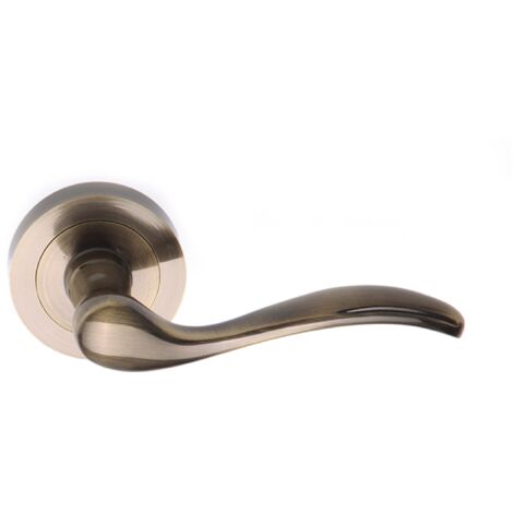 Manilla puerta rústica ondulada aluminio acabado cuero roseta 52mm