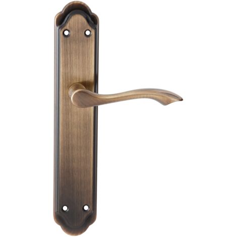 Manilla puerta rústica Zamak '4001' cuero placa ovalada 253mm