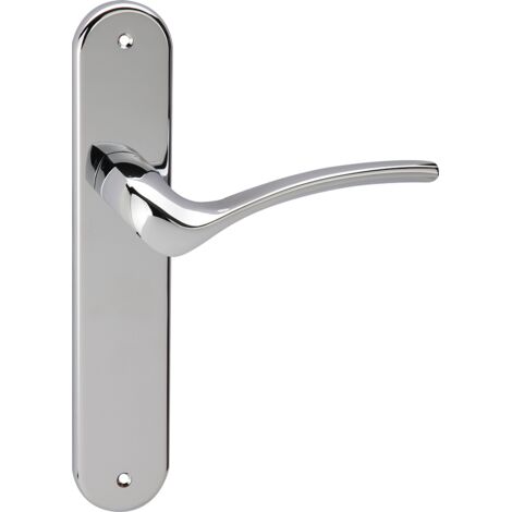 Manilla puerta zamak cromo brillo placa ovalada modelo 930