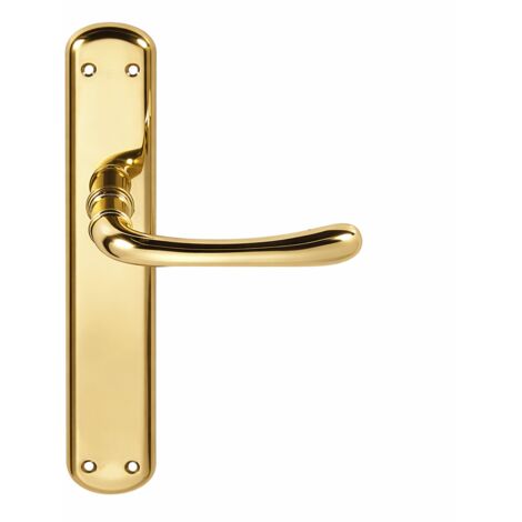 Manilla puerta zamak dorado brillo placa ovalada modelo 6501