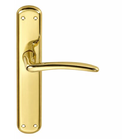 Manilla puerta zamak dorado brillo placa ovalada modelo 6601