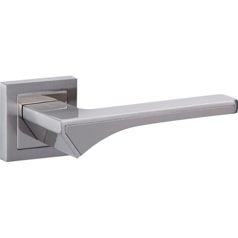 Manilla puerta zamak gris espacial cromo brillo roseta cuadrada modelo 740