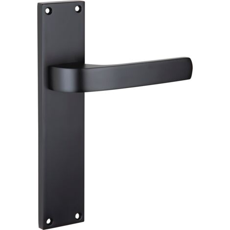 Manilla puerta zamak negra placa rectangular 230x50mm uso alto