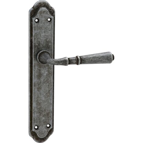 Manilla puerta zamak negro envejecido placa ovalada rústica 508