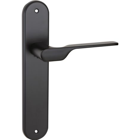 Manilla puerta zamak negro placa oval 250mm modelo 640