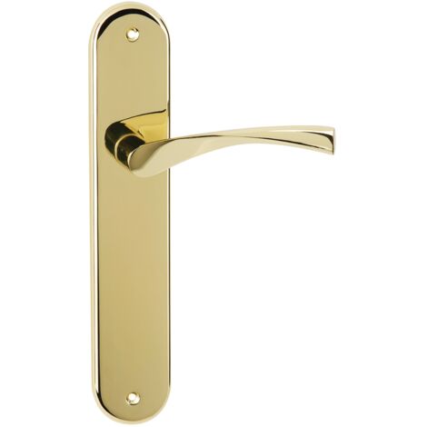 Manilla puerta zamak placa ovalada dorado brillo 250mm