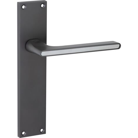 Manilla puerta zamak placa rectangular grafito alta intensidad 225mm