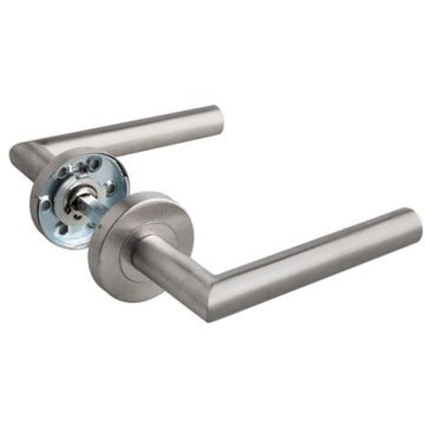 Manilla recta con roseta de Ø50mm fabricada en acero inoxidable con acabado mate (incluye tornillería)