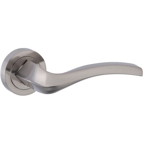 Manilla Tique puerta aluminio níquel satinado roseta redonda 52mm