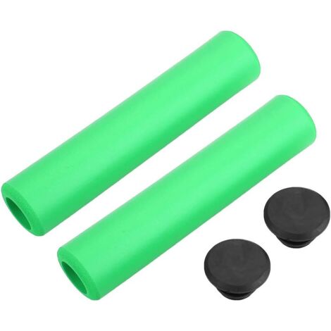 Manillar de bicicleta, juego de 2 pares, 4 piezas, empuñaduras de silicona antideslizantes y amortiguadoras (con tapas en los extremos), color verde.