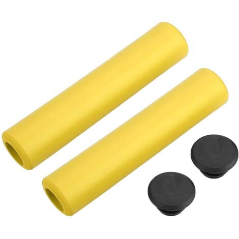 Manillares para bicicleta, juego de 2 pares, 4 piezas. Manillares de silicona antideslizantes y resistentes a los golpes (con tapas en los extremos), puños (amarillos).