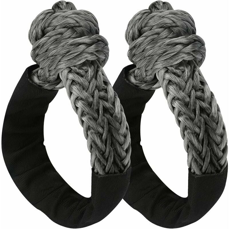 Manille souple Corde de manille tout-terrain souple 2 pièces, Manille de récupération souple avec manchon de protection Manilles souples