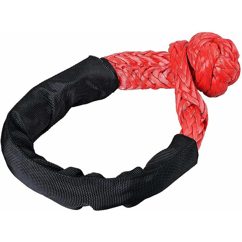 Manille synthétique souple pour remorquage tout-terrain utv avec manchon de protection pour voiture cassée, quad, treuil (rouge)