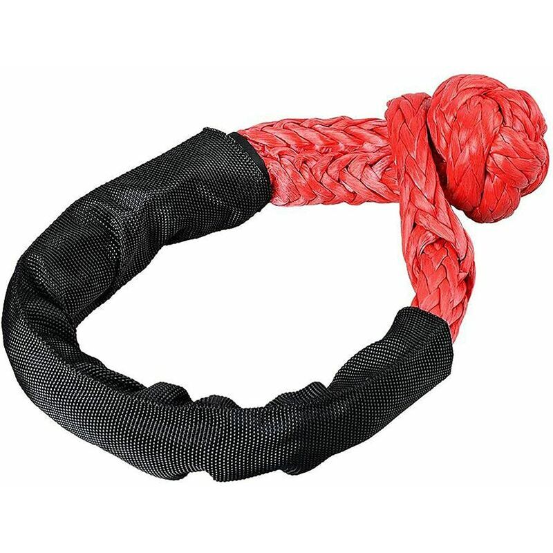 Manille synthétique souple pour remorquage tout-terrain utv avec manchon de protection pour voiture cassée, quad, treuil (rouge)