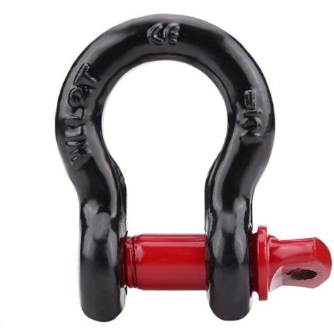 Manilles à Anneau En D Noir Et Rouge Capacité De Charge 4,75T / 10,000lbs-8T 17,000lbs, Acier + Zingué, Pour Remorqueurs Récupération Véhicule