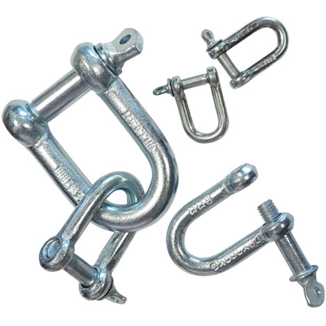 Oc-Pro – Manilles droites en acier zingué – Lot de 4 – Charge de travail 80 kg – Diamètre piton 5 mm – Longueur intérieure 19 mm