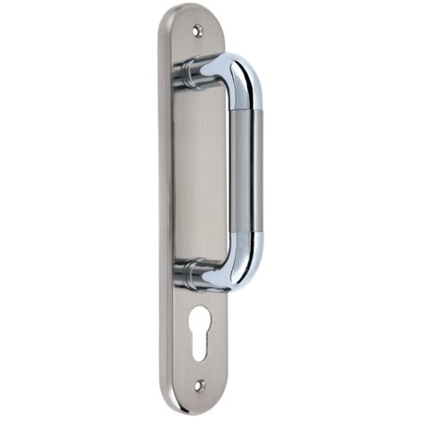 Manillón puerta zamak bicolor níquel satinado cromo brillo 250x50mm