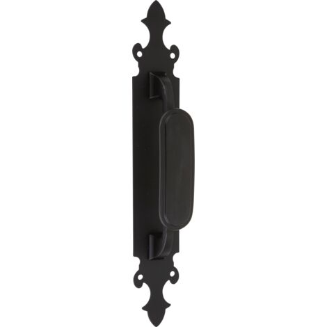 Manillón puerta Zamak negro modelo 203 placa curva 275mm