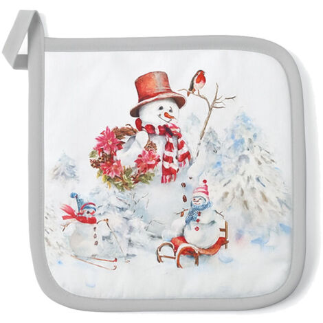 Manique de cuisine bonshommes de neige  20 x 20 cm