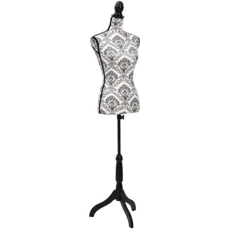 Maniquí busto de mujer exhibición negro y blanco vidaXL