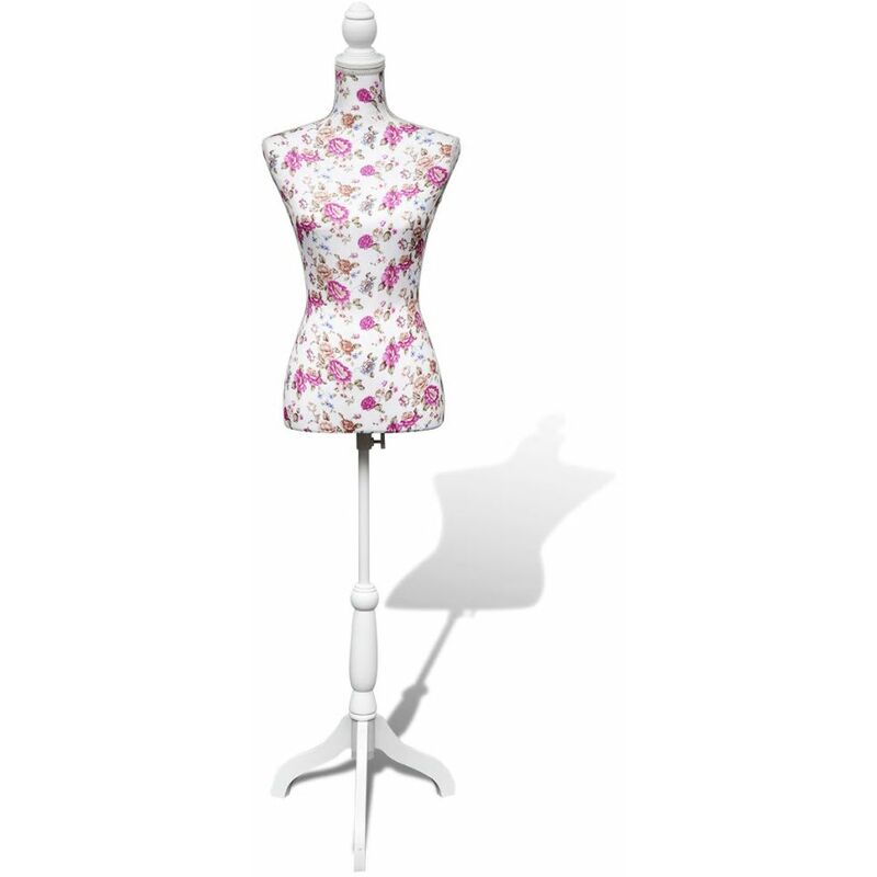 

Maniquí de busto de mujer algodón blanco con rosas
