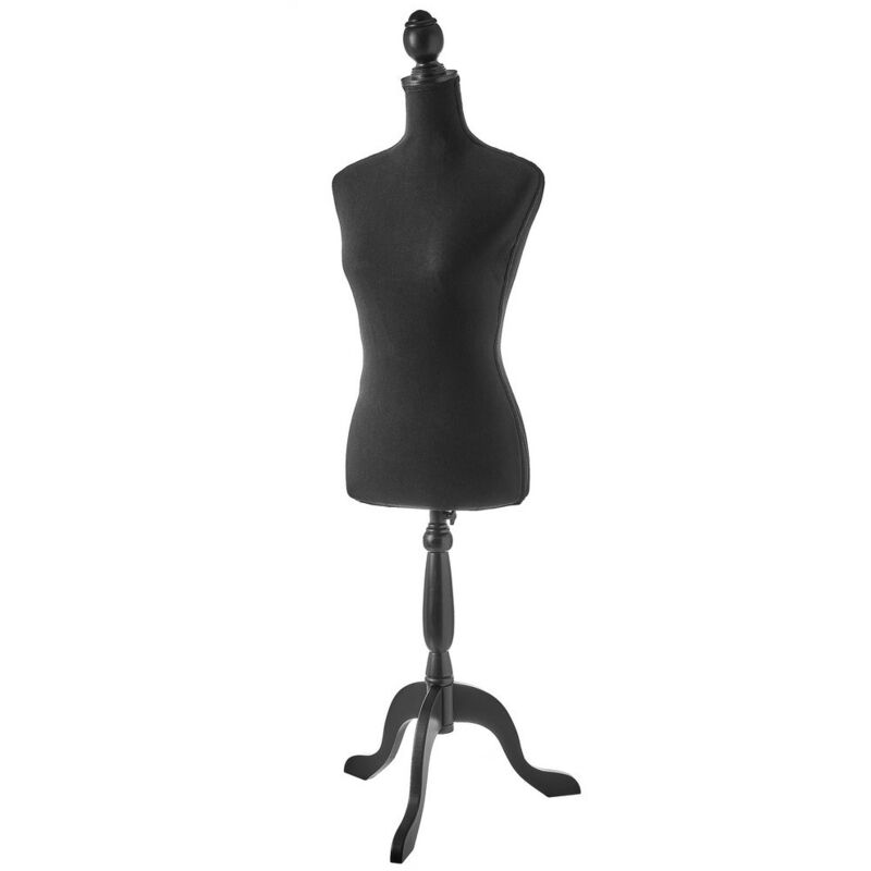 

Maniquí de costura mujer negro de lino y pino de 40x38x170 cm