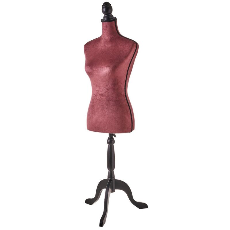 

Maniquí de costura mujer rojo de terciopelo y pino de 40x38x170 cm