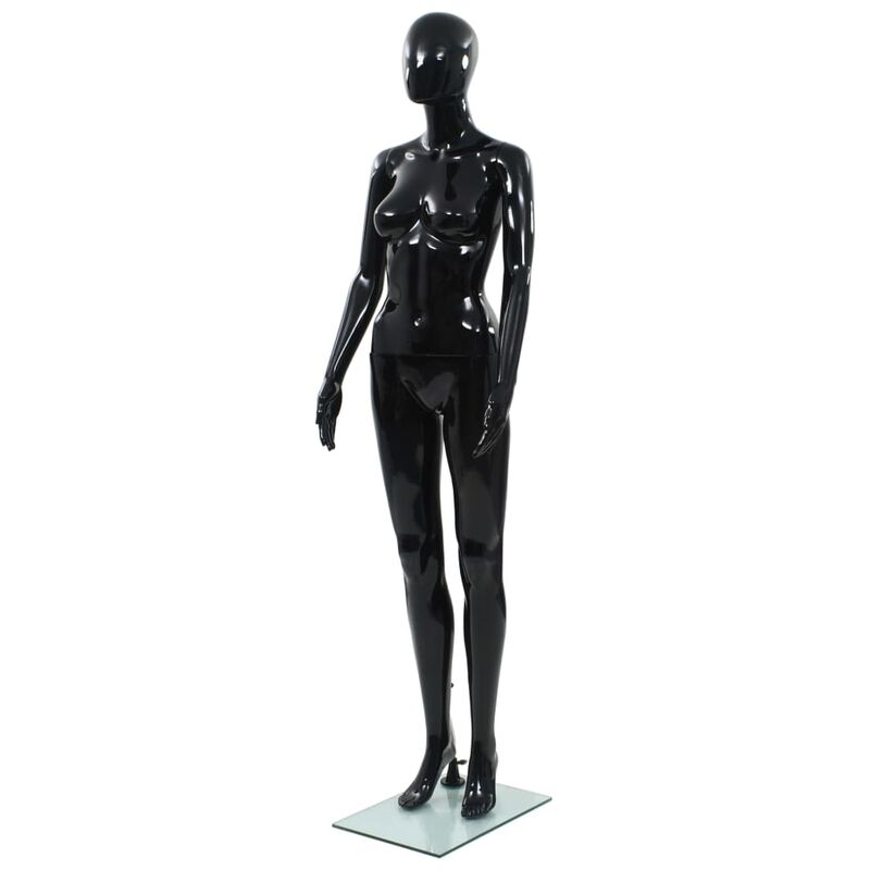 

vidaXL Maniquí Completo Base Vidrio de Mujer Negro Brillante 175 cm - Negro